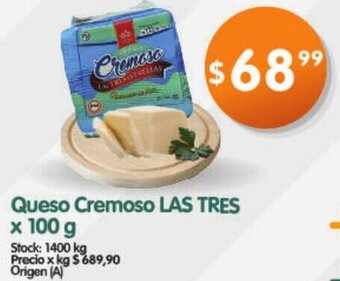 Supermercados Buenos Días Las Tres Queso Cremoso x 100 g oferta