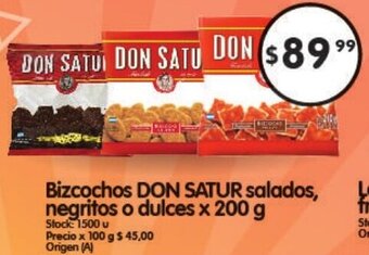 Supermercados Buenos Días Don Satur Bizcochos salados negritos o dulces x 200 g oferta