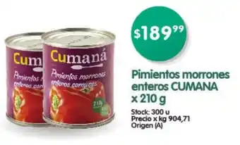 Supermercados Buenos Días Cumana Pimientos morrones enteros x 210 g oferta