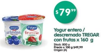 Supermercados Buenos Días Tregar Yogur entero/descremado con frutas x 160 g oferta