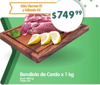 Supermercados Buenos Días Bondiola de cerdo x 1 kg oferta