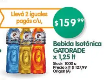 Supermercados Buenos Días Gatorade Bebida Isotónica x 1,25 lt. oferta