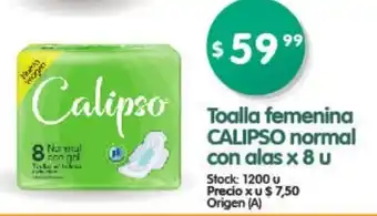 Supermercados Buenos Días Calipso Toalla fememina normal con alas x 8 u oferta