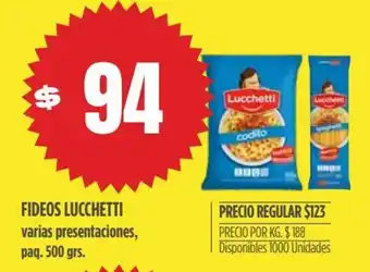 Supermercados Vea Lucchetti Fideos 500 grs. oferta