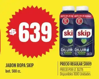 Supermercados Vea Skip Jabon Ropa bot. 500 cc. oferta