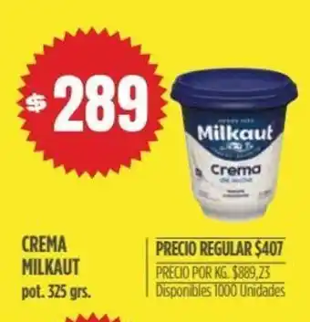 Supermercados Vea Milkaut Crema 325 grs. oferta