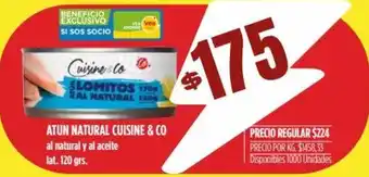 Supermercados Vea Cuisine & Co Atun Natural al natural y al aceite 120 grs. oferta