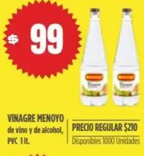 Supermercados Vea Vinagre Menoyo de vino y de alcohol PVC 1 lt. oferta
