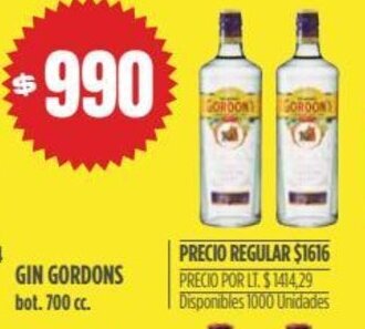 Supermercados Vea Gin Gordons bot. 700 cc. oferta
