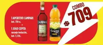 Supermercados Vea 1 Aperitivo Campari bot. 750 cc + 1 Jugo Cepita naranja tentacion, bot. 1,5 lts. oferta