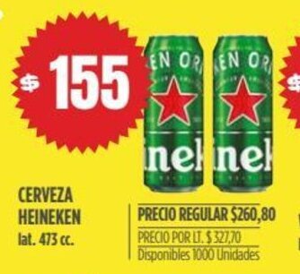 Supermercados Vea Cerveza Heineken lat. 473 cc oferta