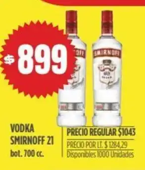 Supermercados Vea Vodka Smirnoff 21 bot. 700cc oferta