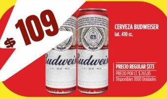Supermercados Vea Cerveza Budweiser lat. 410 cc oferta