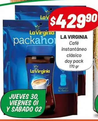 Almacor La virginia Café instantáneo clásico doy pack x 170 gr oferta