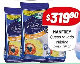 Almacor Manfrey Queso rallado clásico paq x 120 gr oferta