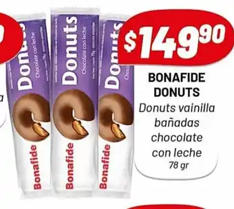Almacor Bonafide Donuts vainilla, bañadas chocolate con leche 78 gr oferta