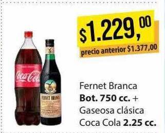 Supermercados Damesco Fernet Branca + Gaseosa Clasica Coca Cola oferta