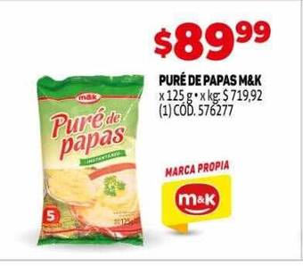 Makro Puré De Papas M&k oferta