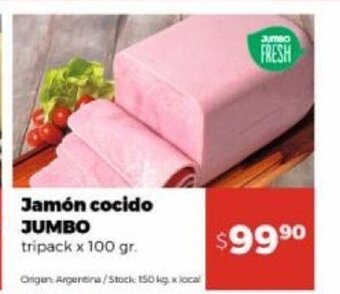 Disco Jamón cocido Jumbo tripack x 100gr oferta