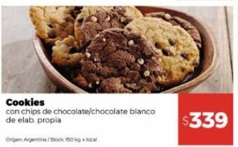 Disco Cookies con chips de chocolate/chocolate blanco de elab. propia oferta