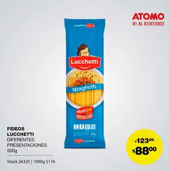 Atomo Conviene Atomo Fideos Lucchetti Diferentes Presentaciones 500g oferta