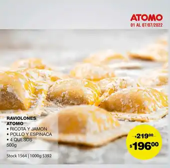 Atomo Conviene Atomo Ravioles 4 Quesos 500g oferta