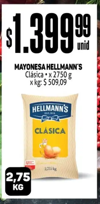Makro Mayonesa Hellmann;s Clásica x 2750 g 2,75 kg oferta
