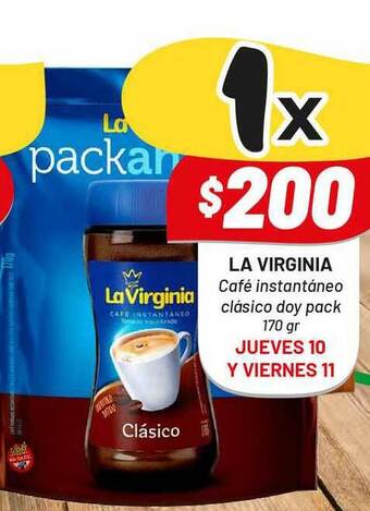 Almacor La Virginia Café Instantáneo Clásico Doy Pack 170 gr oferta