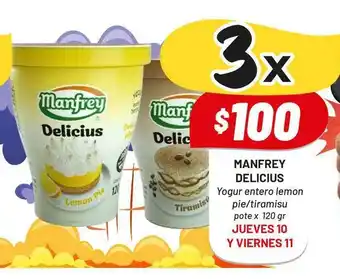 Almacor Manfrey Delicius Yogur Entero Lemon Pie-Tiramisu Pote 120 gr oferta