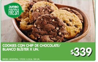 Jumbo Cookies con chip de chocolate / blanco x un oferta