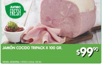 Jumbo Jamón cocido tripack 100g oferta