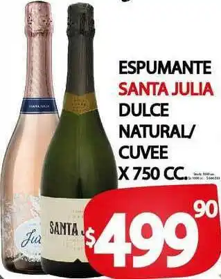 Espumante Santa Julia Dulce Natural Cuvee x750 cc
