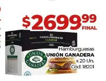 Diarco Unión Ganadera Hamburguesas x 20 Un oferta