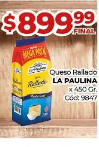 Diarco La Paulina Queso Rallado x 450 Gr oferta