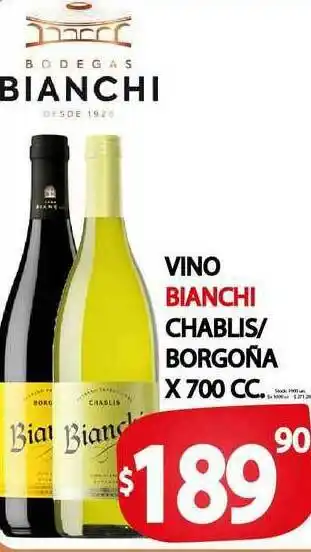 Supermercados Mariano Max Vino Bianchi Chablis Borgoña x700 cc oferta