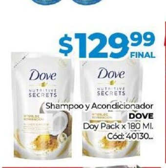 Diarco Dove Shampoo y Acondicionador Doy Pack x 180 ml oferta