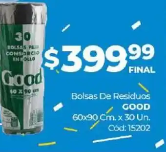 Diarco Good Bolsas De Residuos 60x90 cm. x 30 Un. oferta