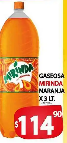 Supermercados Mariano Max Gaseosa Mirinda Naranja x3 Lt oferta
