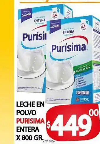 Supermercados Mariano Max Leche En Polvo Purisima Entera x800 gr oferta