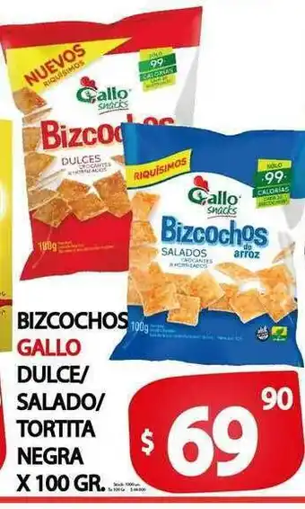Supermercados Mariano Max Bizcochos Gallo Dulce Salado Tortita Negra x100 gr oferta