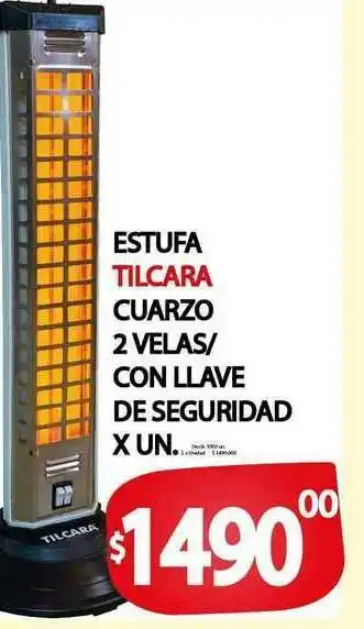 Supermercados Mariano Max Estufa Tilcara Cuarzo 2 Velas Con Llave De Seguridad oferta