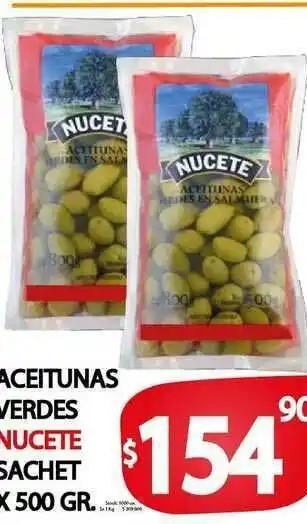 Supermercados Mariano Max Aceitunas Verdes Nucete Sachet x500 gr oferta