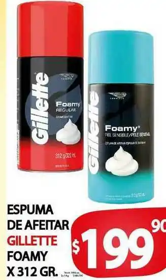 Supermercados Mariano Max Espuma De Afeitar Gillette Foamy x312 gr oferta