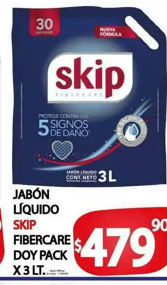 Supermercados Mariano Max Jabón Liquido Skip Fibercare Doy Pack x3 lt oferta