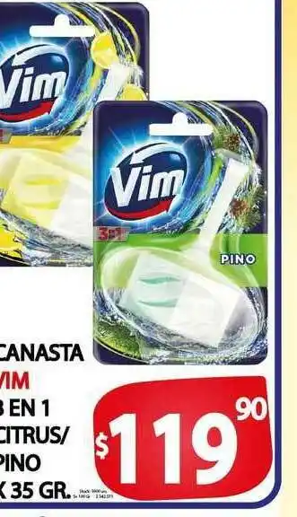 Canasta Vim 3 En 1 Citrus Pino x35 gr