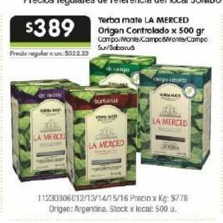 Jumbo Yerba mate la merced 500g oferta