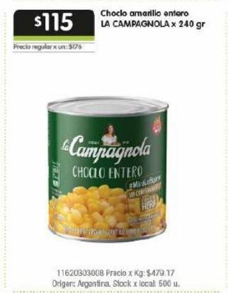 Jumbo Choclo amarillo entero la campagnola oferta
