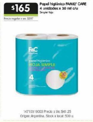 Jumbo Papel higiénico family care oferta