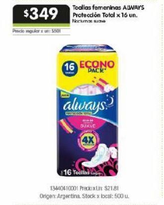 Jumbo Toallas femeninas always 16u oferta