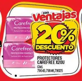 Supermercados Yaguar Carefree Protectores x 20 u oferta